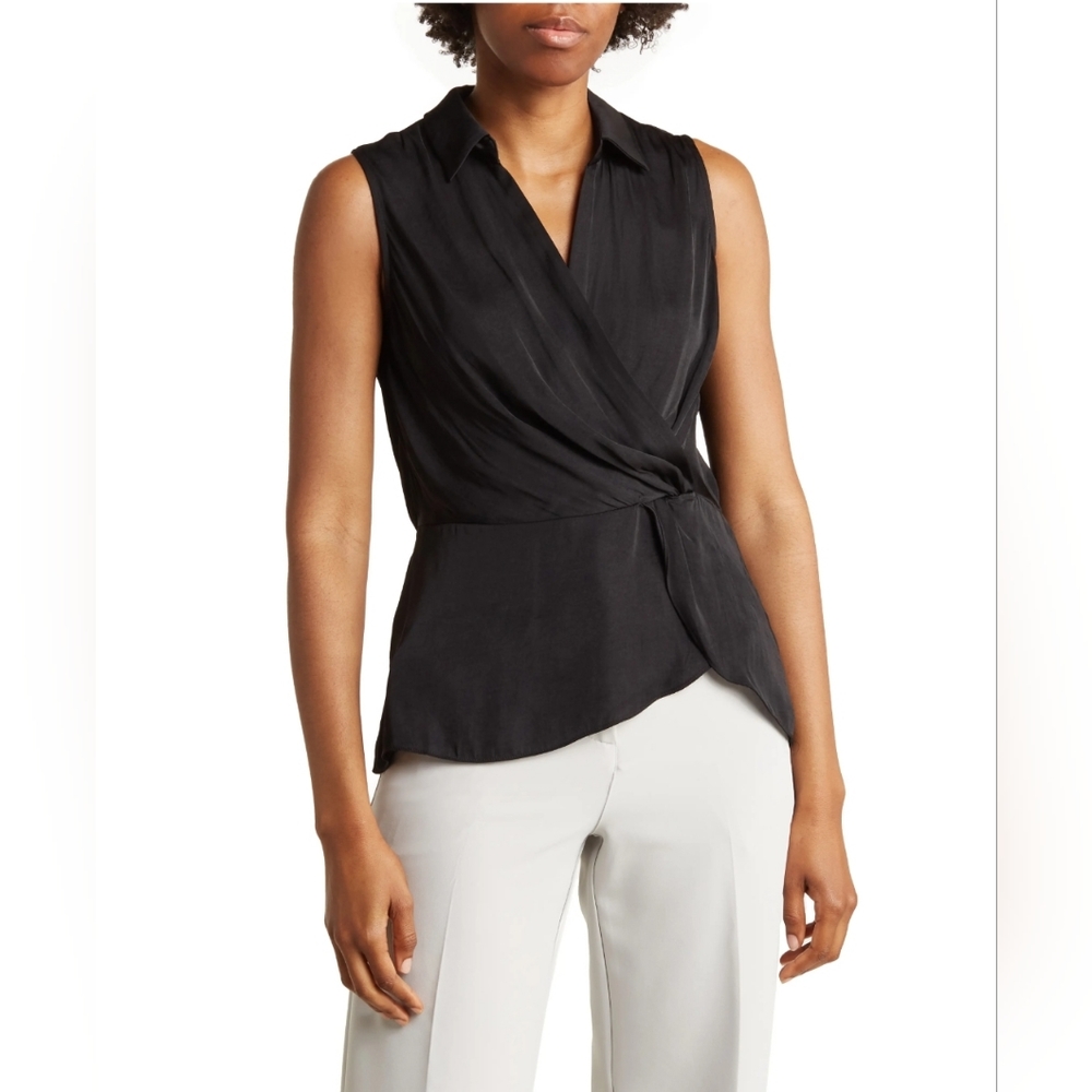 ✨️NWT✨️ T Tahari Wrap Blouse - Black, Size X-Small, Sleeveless